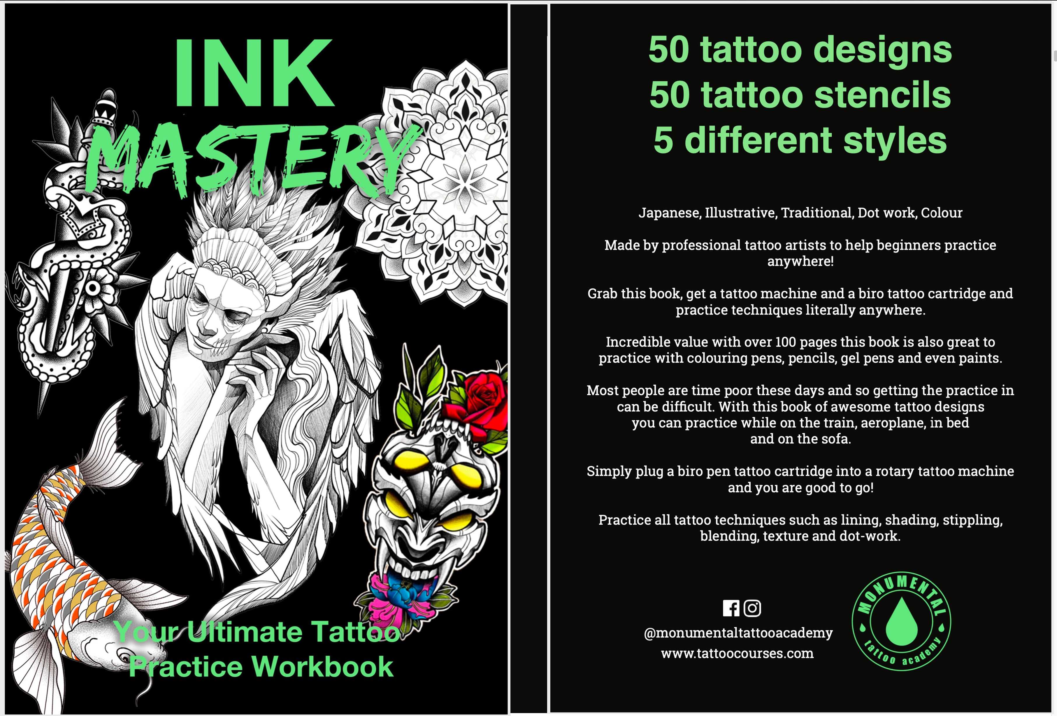 Ink Practice Ink Mastery: Your Ultimate Tattoo Practice Workbook – Monumental Tattoo ...